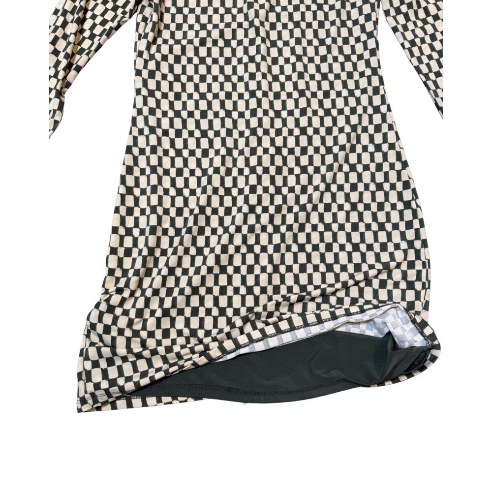 Abercrombie & Fitch Green Checkered Long Sleeve Mini Dress Size M Petite - Picture 3 of 4